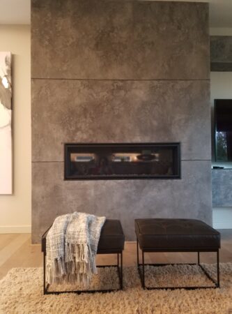 Lime plaster fireplace